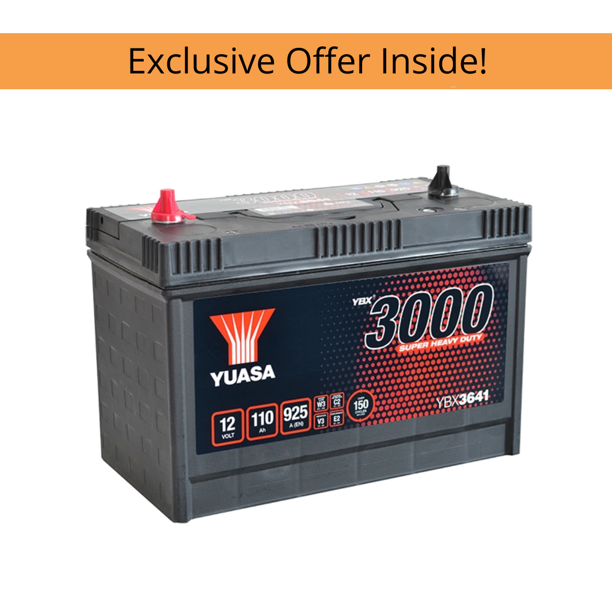 Yuasa YBX3641 12V 110Ah 925A Super Heavy Duty SMF Commercial Vehicle B ...