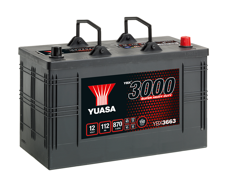 Yuasa YBX3663 12V 112Ah 870A Super Heavy Duty SMF Commercial Vehicle Battery, 1 Year Warranty