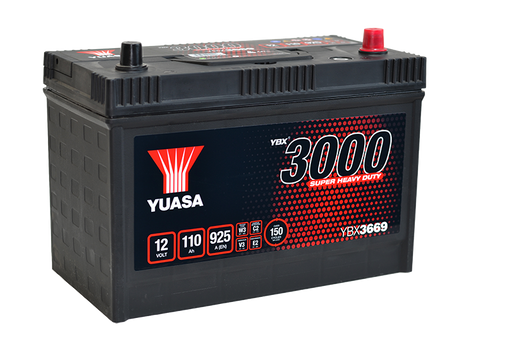 Yuasa YBX3669 12V 110Ah 925A Super Heavy Duty SMF Commercial Vehicle Battery, 2 Years Warranty