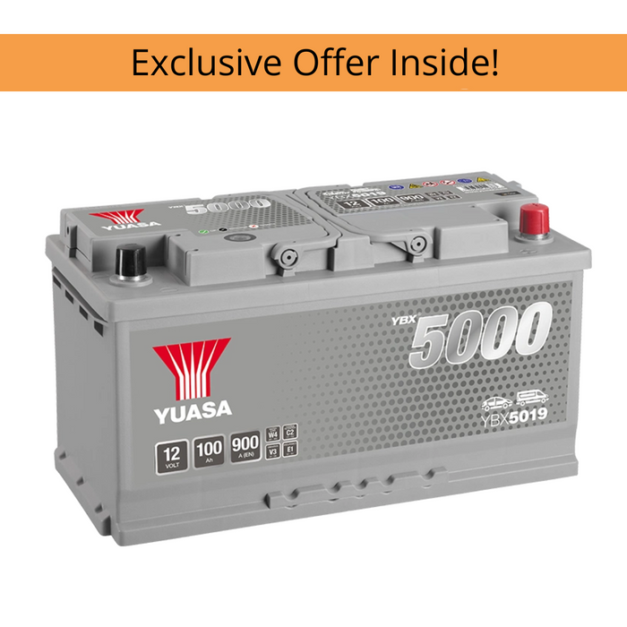Yuasa YBX5019 12V 100Ah 900A Silver High Performance Battery, 5 Years Warranty