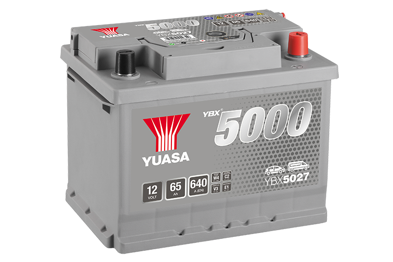 Yuasa YBX5027 12V 65Ah 640A Silver High Performance Battery, 4 Years Warranty