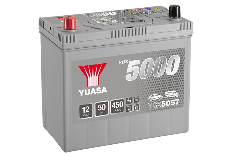 Yuasa YBX5057 12V 50Ah 450A Silver High Performance Battery, 5 Years Warranty