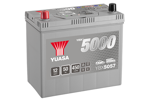 Yuasa YBX5057 12V 50Ah 450A Silver High Performance Battery, 5 Years Warranty