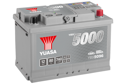 Yuasa YBX5096 12V 80Ah 740A Silver High Performance Battery, 5 Years Warranty
