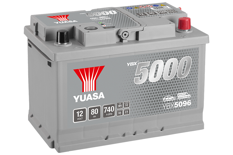 Yuasa YBX5096 12V 80Ah 740A Silver High Performance Battery, 5 Years Warranty