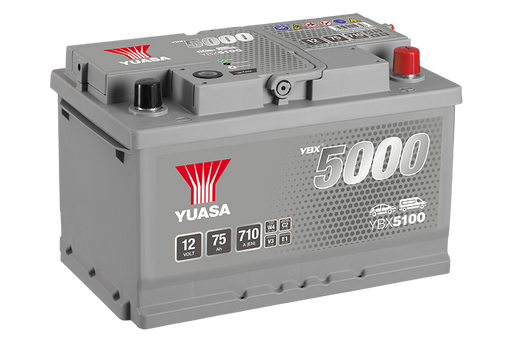 Yuasa YBX5100 12V 75Ah 710A Silver High Performance Battery, 4 Years Warranty