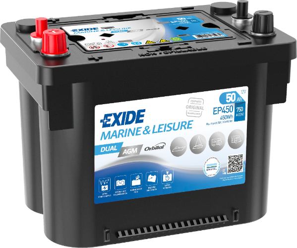 Exide EP450 DUAL AGM Battery -12V 50Ah, 2 Years Warranty