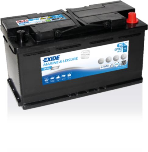 Exide EP800 Marine Leisure DUAL AGM Battery -12V 95Ah, 2 Years Warranty