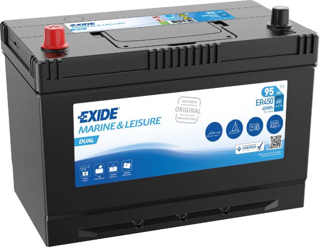 Exide ER450 Marine Leisure DUAL Battery -12V 95Ah, 2 Years Warranty