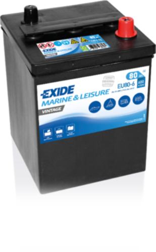 Exide EU80-6 Marine Leisure Vintage Battery -6V 80Ah, 2 Years Warranty