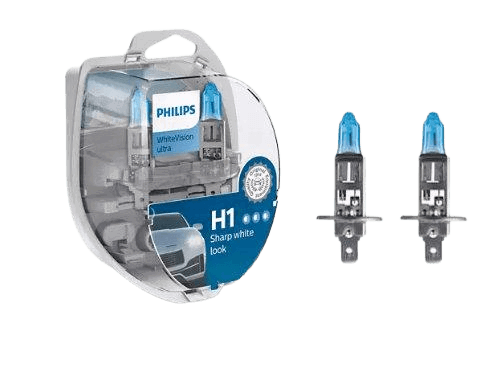Philips H1 WhiteVision Ultra 12V 55W Halogen Bulb (Pair)