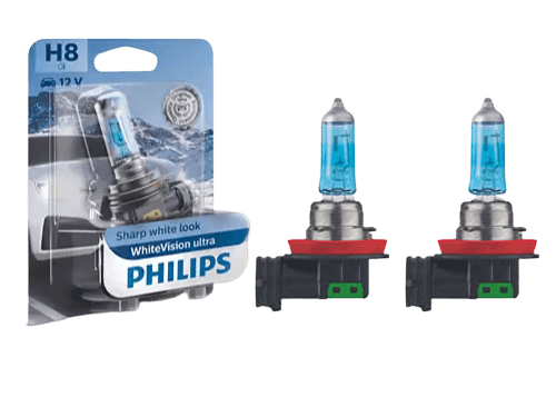 Philips H8 WhiteVision Ultra 12V 55W Halogen Bulb (Pair)