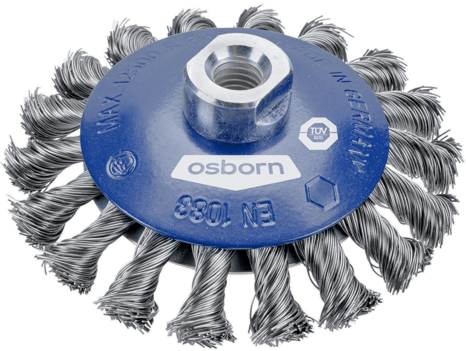 Osborn Pro Bevel Brush D115mm, Knotted Steel Wire 0.50mm, M14 Thread - 0002632151