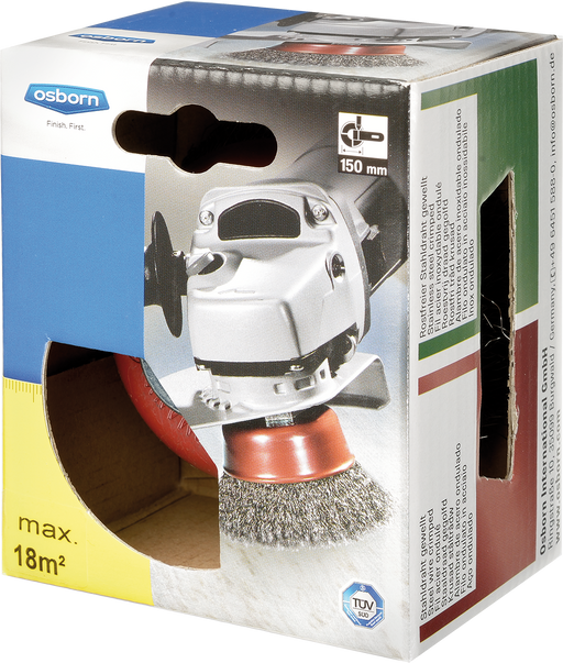 Osborn Cup Brush D100mm, Crimped Steel Wire 0.50mm, M14 Thread - 0002613194