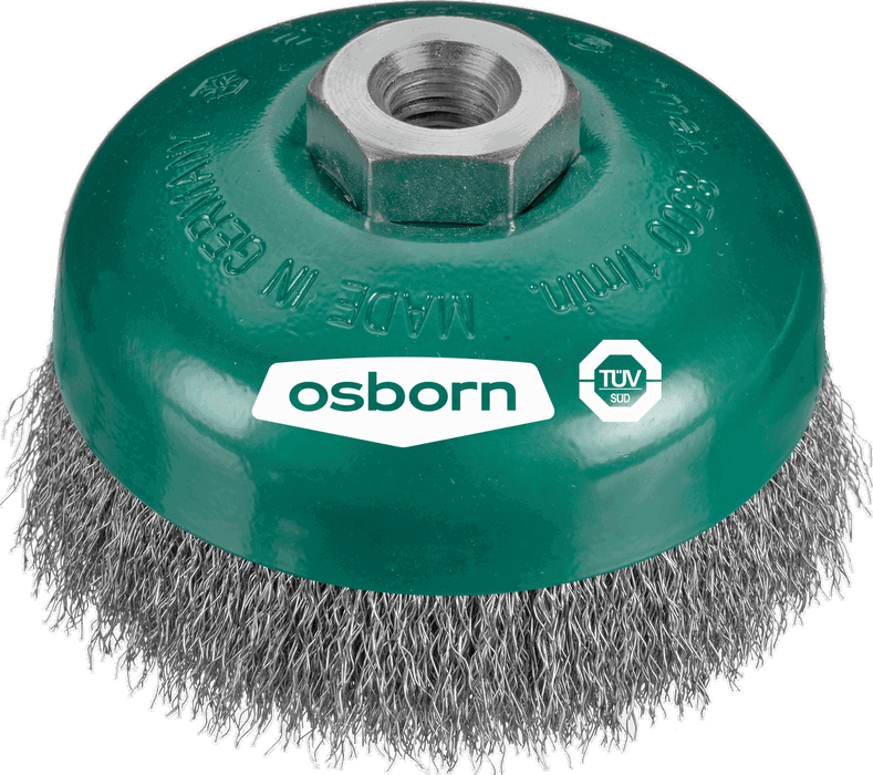 Osborn Cup Brush D100mm, Crimped Stainless Steel Wire 0.30mm, M14 Thread - 0002613364