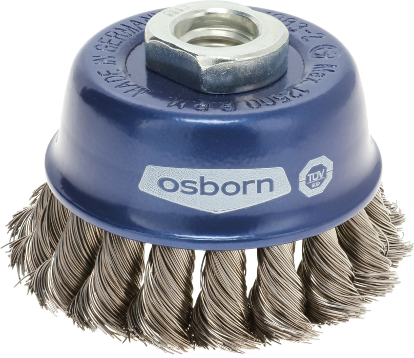 Osborn PRO Cup Brush D65mm, Knotted Steel Wire 0.35mm, M14 Thread - 0002608131