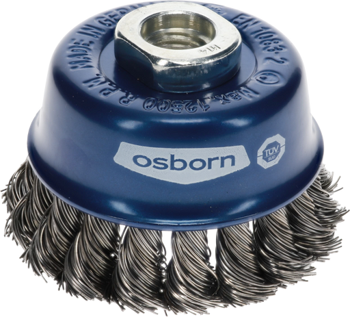 Osborn Cup Brush D65mm, Knotted Steel Wire 0.50mm, M14 Thread - 0002608151