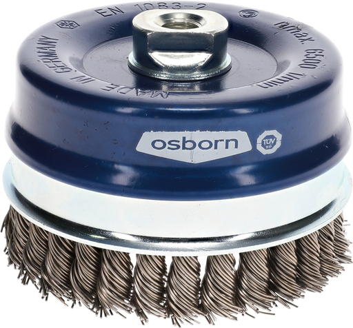 Osborn Cup Brush D120mm, Knotted Steel Wire 0.80mm, M14 Thread - 0002608185