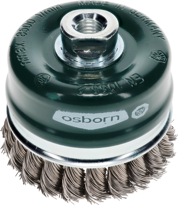 Osborn Cup Brush D80mm, Knotted Stainless Steel Wire 0.50mm, M14 Thread - 0002608353