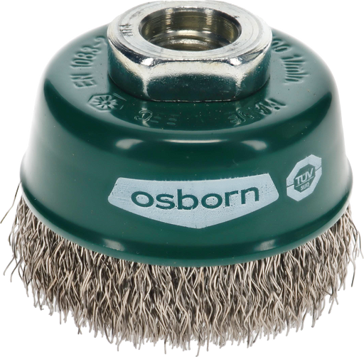Osborn Cup Brush D60mm, Crimped Stainless Steel Wire 0.30mm, M14 Thread - 0002613361