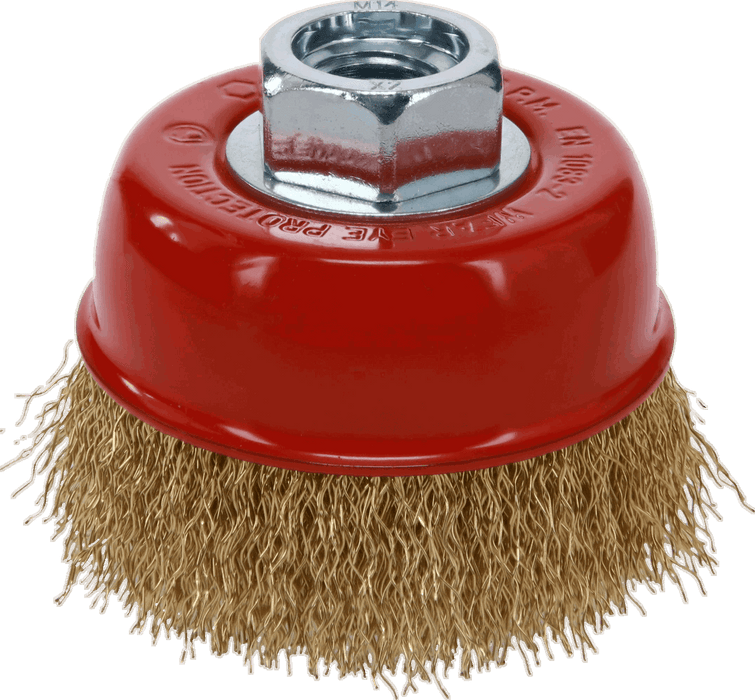 Osborn Cup Brush D75 thread M14x2,0 crimped brass coated steel wire 0,30 T25