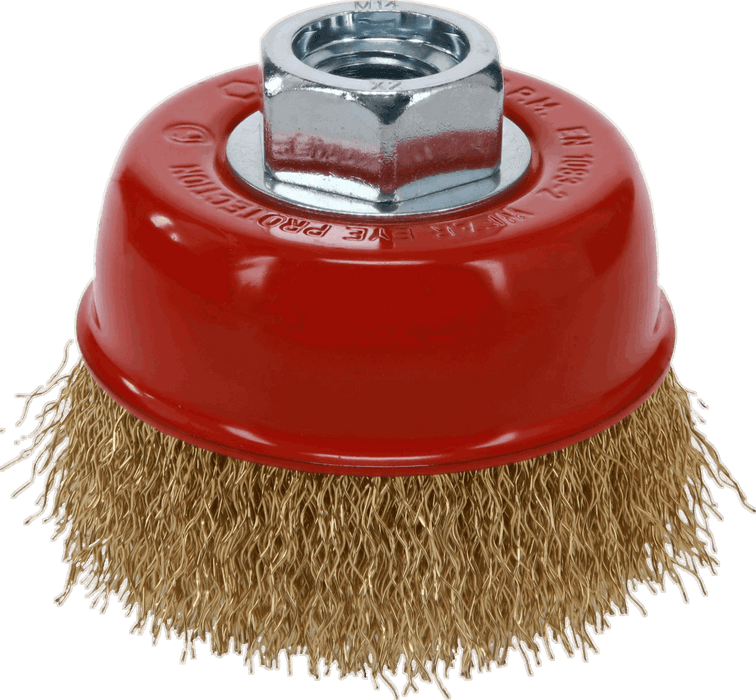 Osborn Cup Brush D75mm, Crimped Brass Coated Wire 0.30mm, M14 Thread - 2008613062
