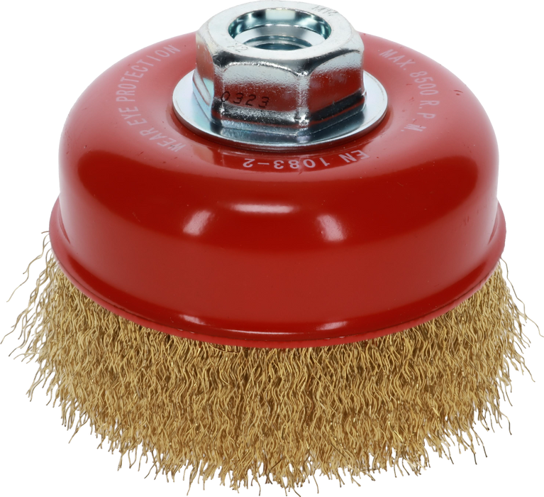 Osborn Cup Brush D100mm, Crimped Brass Coated Wire 0.30mm, M14 Thread - 2008613064