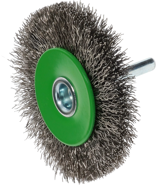 Osborn Rotary Brush D70mm, Crimped Stainless Steel Wire 0.30mm with 6mm Shank - 0002506361