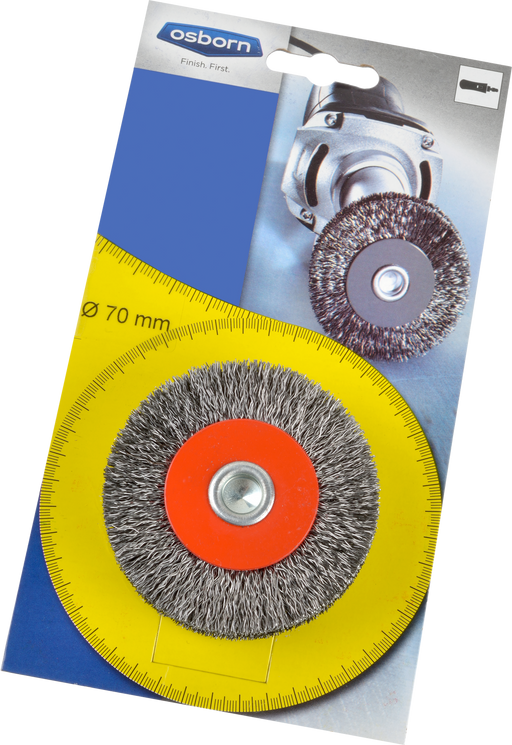 Osborn Rotary Brush D80mm, Crimped Stainless Steel Wire 0.20mm with 6mm Shank - 7002507342