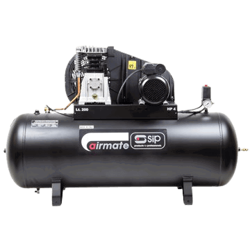 SIP 05311 PX4-3/200B Belt-Driven Compressor, Tank Capacity - 200 Litre, Max. Air Pressure - 10 Bar, Ex-Showroom, Grade B, 12 Months Warranty