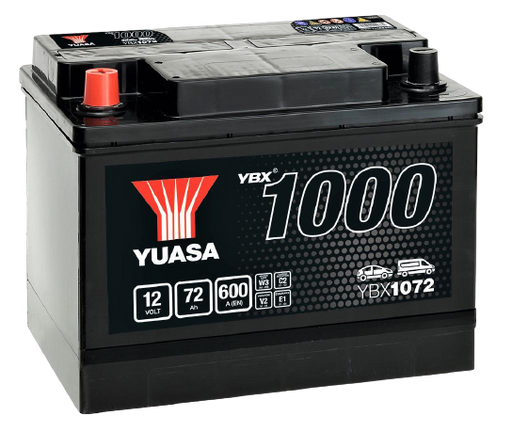 Yuasa YBX1072 12V 72Ah 600A Battery, 3 Years Warranty