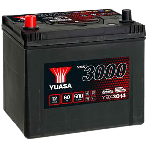Yuasa YBX3014 12V 60Ah 500A SMF Battery, 3 Years Warranty