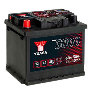 Yuasa YBX3077 12V 45Ah 380A SMF Battery, 4 Years Warranty