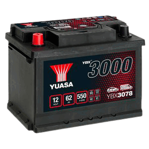 Yuasa YBX3078 SMF CAR BATTERY 12V 60AH, 3 Years Warranty