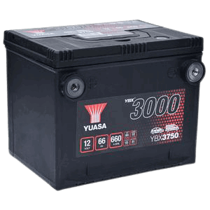 Yuasa YBX3750 SMF CAR BATTERY 12V 66AH, 3 Years Warranty