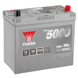 Yuasa YBX5053 SILVER HIGH PERFORMANCE CAR BATTERY 12V 50AH HSB053, 1 Year Warranty