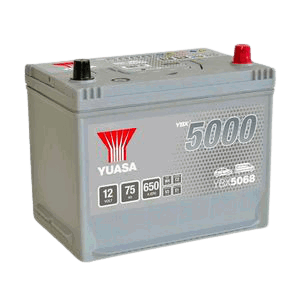 Yuasa YBX5068 SILVER HIGH PERFORMANCE CAR BATTERY 12V 75AH, 5 Years Warranty