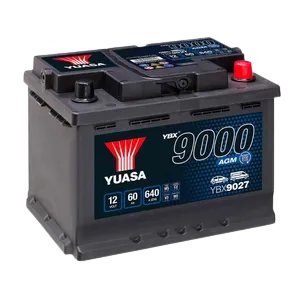 Yuasa YBX9027 12V 60Ah 640A AGM Start Stop Plus Battery, 3 Years Warranty