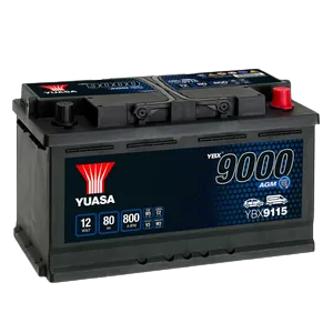 Yuasa YBX9115 12V 80Ah 800A AGM Start Stop Plus Battery, 4 Years Warranty