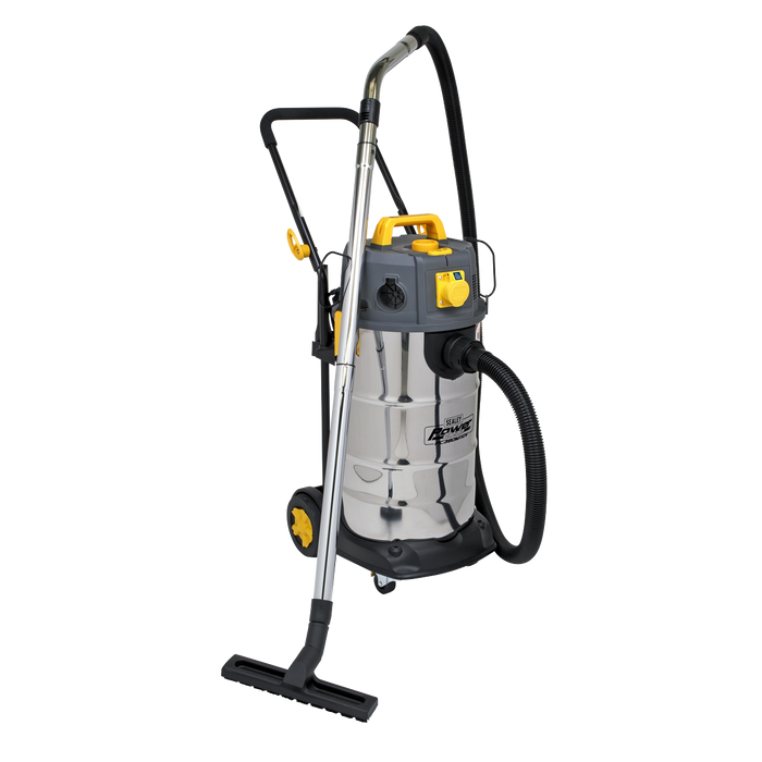 Refurbished - Sealey Vacuum Cleaner Industrial Dust-Free Wet/Dry 38L 1100W/110V Stainless Steel Drum M Class Filtration